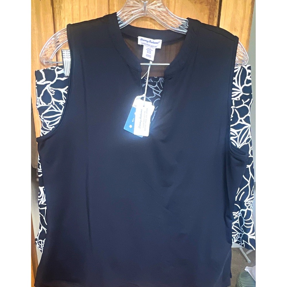 Tommy Bahama Everyday Active XL Black/White Floral Mesh Stretch Top & Skort Set